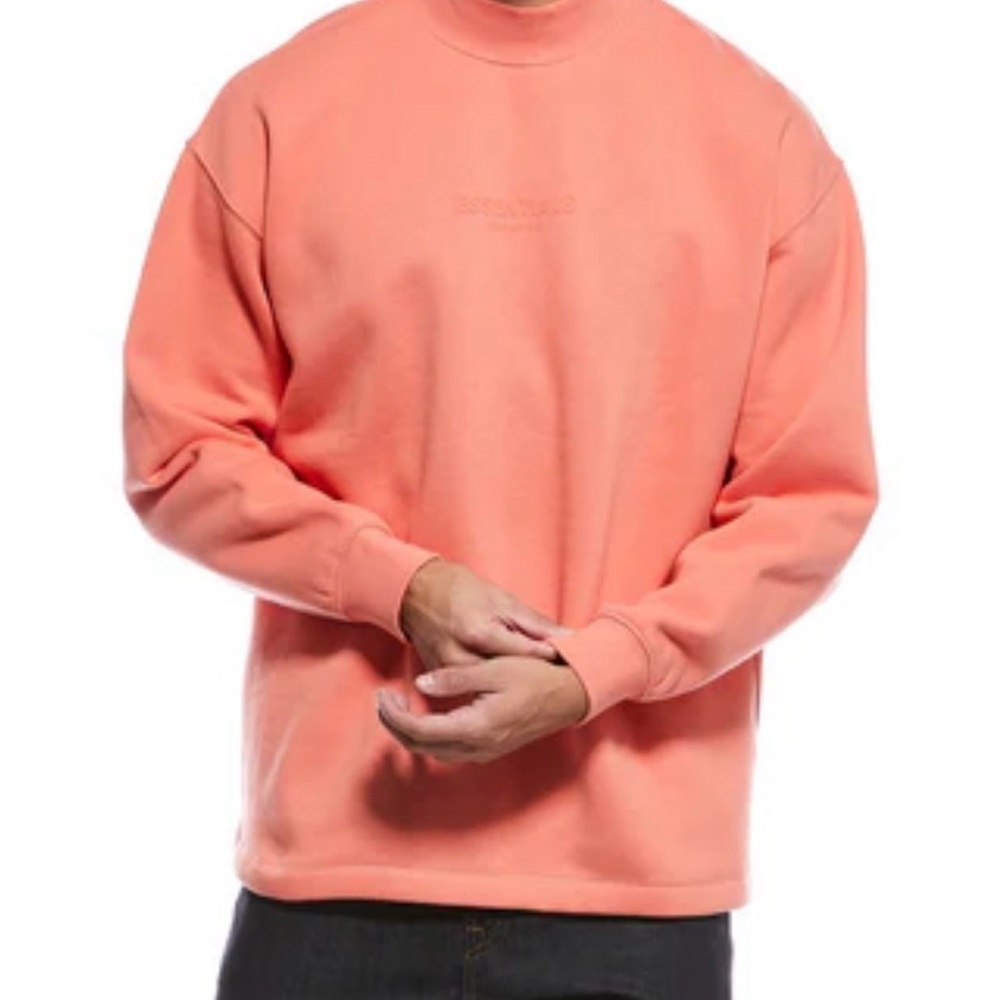 Fear of God ESSENTIALS Coral/Pink Relaxed Mockneck Sweatshirt